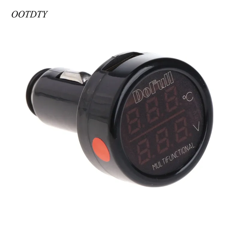 OOTDTY 3 в 1 Многофункциональный цифровой вольтметр для автомобиля USB зарядное устройство светодиодный аккумулятор DC Вольтметр, термометр