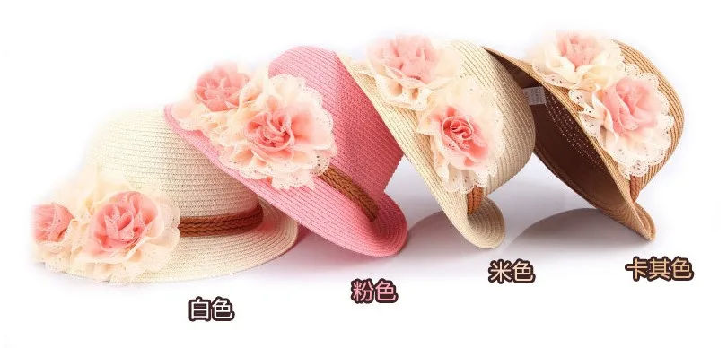 Весна-лето ; Розничная ; детская соломенная шляпа с цветочным куполом; пляжные шляпы для маленьких девочек; детская шляпа от солнца