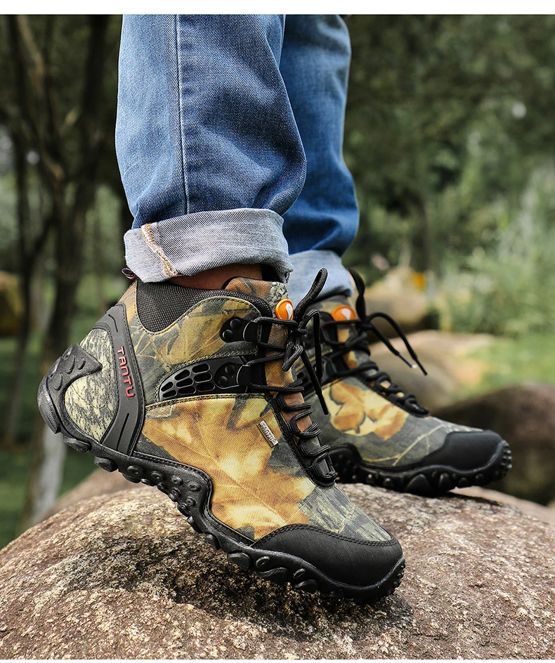 Новые мужские водонепроницаемые парусиновые походные ботинки сапоги противоскользящая износостойкая дышащая одежда обувь для рыбалки Мужская альпинистская высокая обувь
