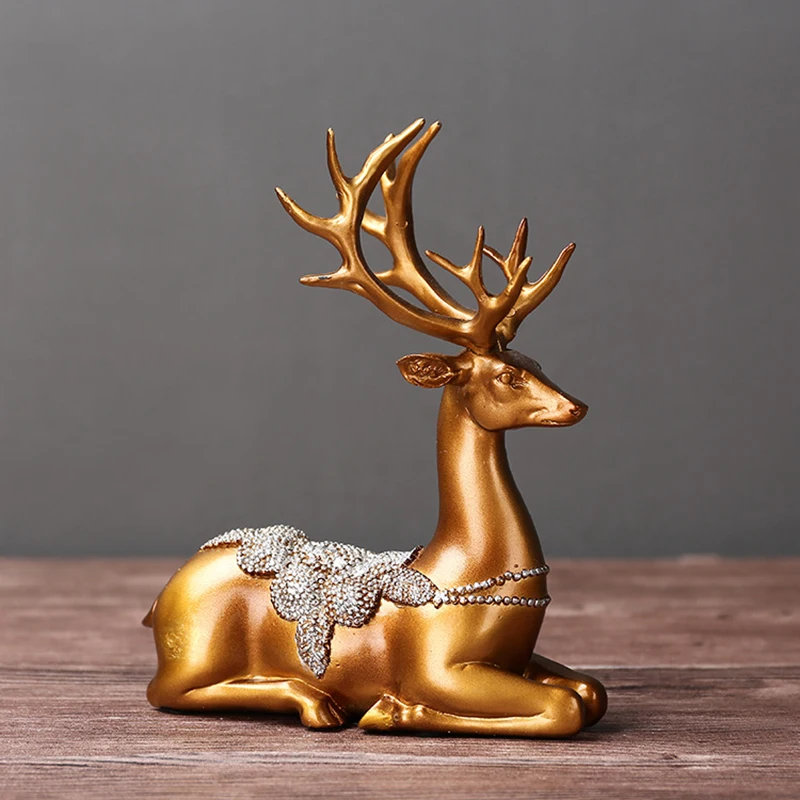 Artificial Reindeers Wedding Decoration Figurines Miniatures Resin Ornament Vintage Home Decor Accessories Valentines Day Gifts5