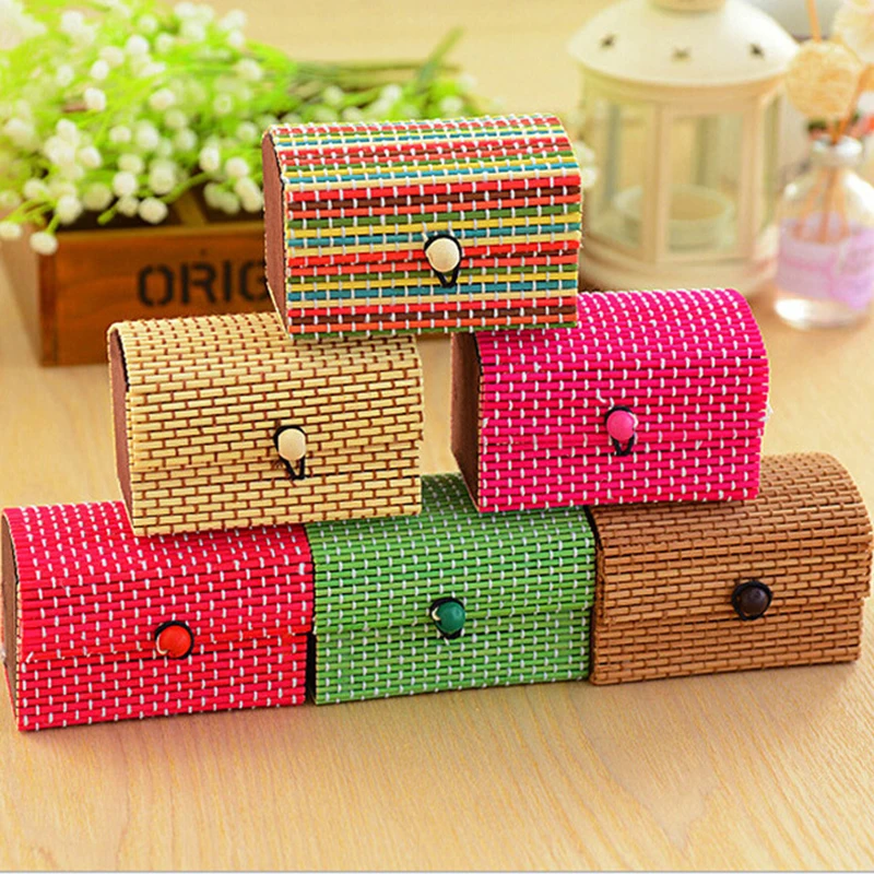 

1pcs Ring Necklace Earrings Bamboo Wooden Storage Box Beautiful Jewelry Storage Boxes Home Storage Supplies