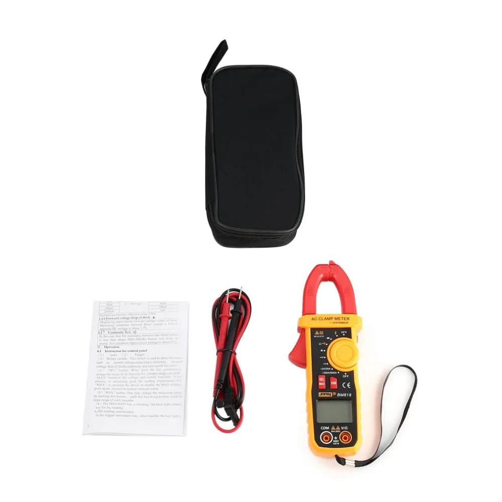 

SZBJ BM818 Digital DC/AC Clamp Meter Multimeter Volt Amp Ohm Diode NCV Capacitance Tester Handheld Non Contact Ammeter Tester