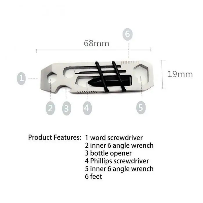 Реверсивный Мини-ключ мульти-брелки в виде инструментов 6 в 1 брелок-открывашка для бутылок линейка LAD-sale