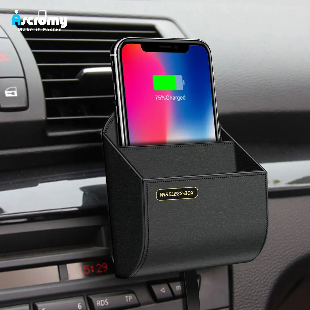 Ascromy Car Air Vent Organizer Wireless Charging Storage