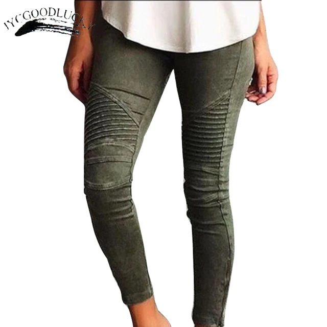 US $16.80 Pleated Skinny Jeans Woman Fashion Slim Strong Elastic Women's Jeans Pants Ladies All Matches White