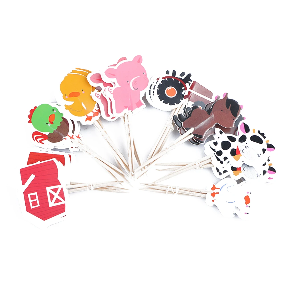 

24 Pcs Multicolor Useful Craft Farm Animal Party Cupcake Toppers Picks For Kids Birthday Party Favors Party Decoration