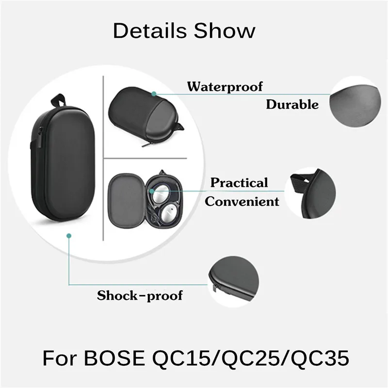 Leory защитные EVA случае наушников Портативный наушников сумка для Bose QC15/QC25/QC35 удобный ящик для хранения
