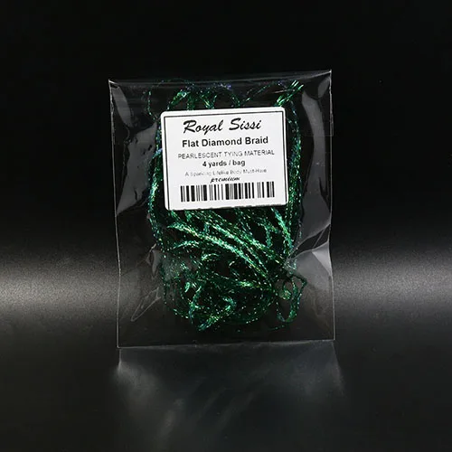 peacock green Королевский Сисси 4 ярдов/сумка 10 дополнительных цветов плоская Алмазная оплетка 3 мм шириной перламутровые блестящие креветки flashback материалы для завязывания мух - Цвет: peacock green