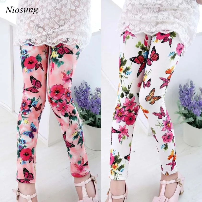 

Niosung New Fashion Kids Baby Girls 4 Colors Printing Flower Ninth Pants Tight Toddler v