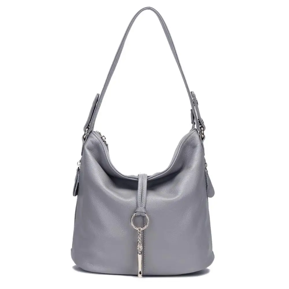 ZENCY, натуральная кожа, женские сумки через плечо, маленькая сумочка, женская сумка с длинной ручкой, верхний слой из воловьей кожи, белая, серебристая, серая сумка - Цвет: Gray