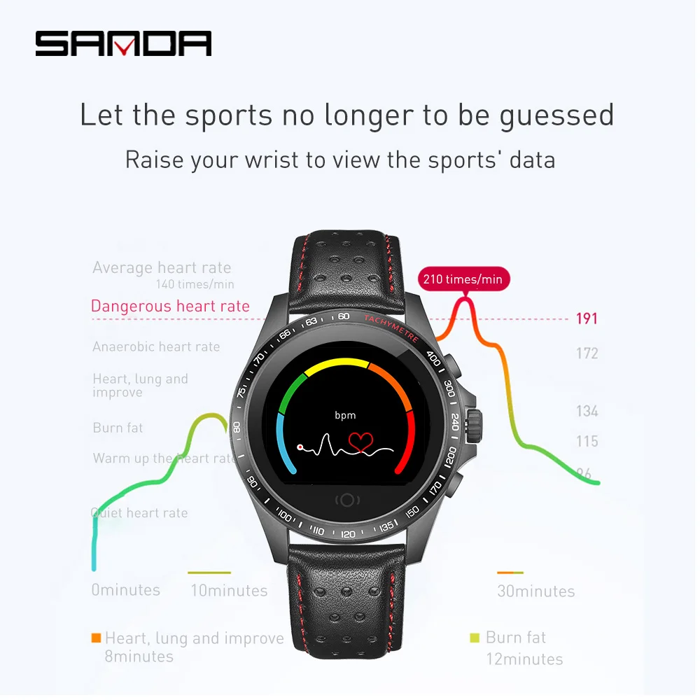 SANDA Умные Bluetooth спортивные часы для мужчин Смарт Android IOS женские IP67 фитнес браслет