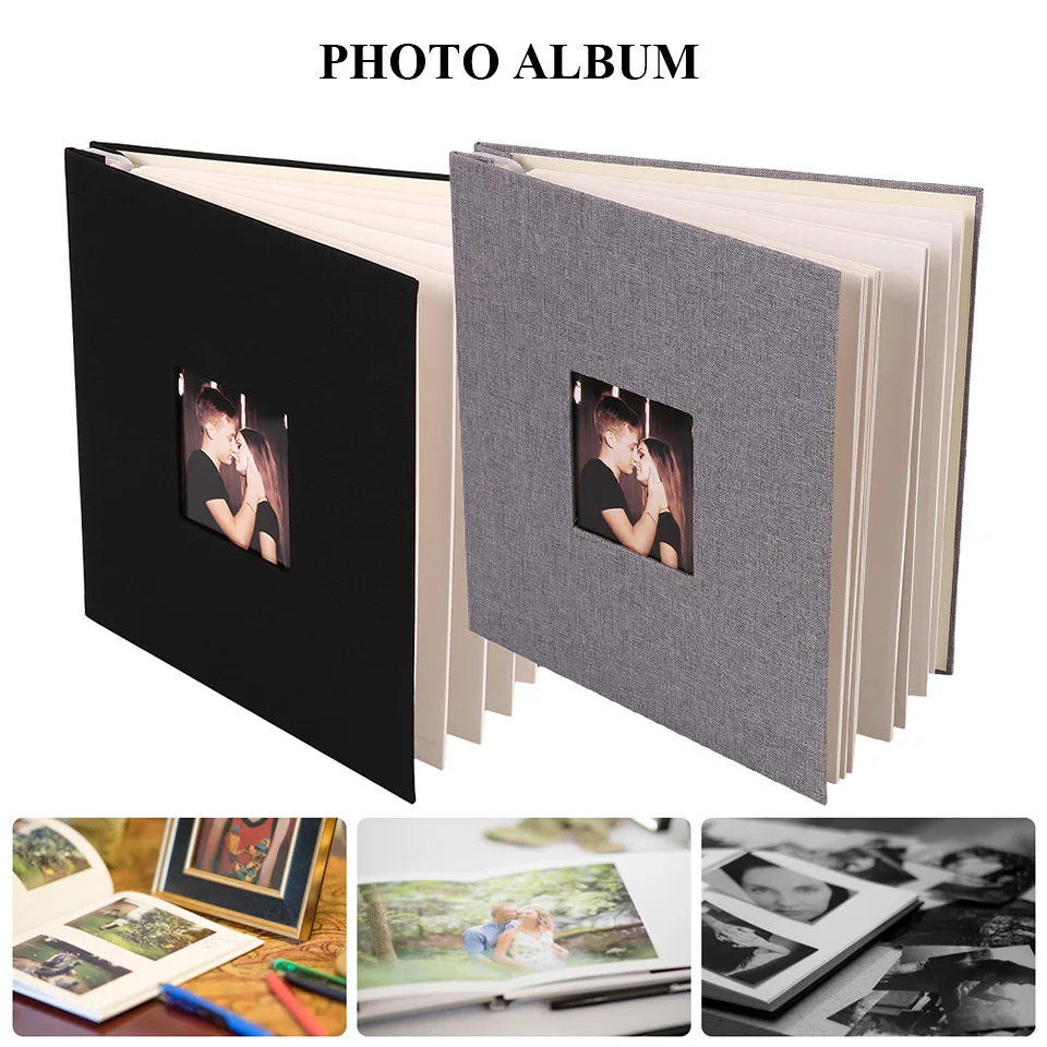 28cm x VEESUN Photo Album Scrapbook with Window Linen Self Adhesive Scrap Book 