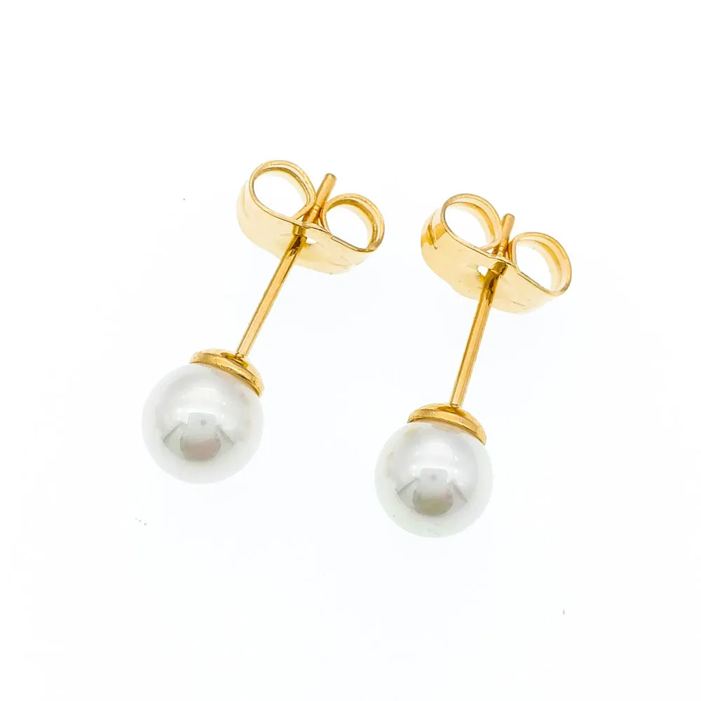 

5mm/8mm Pearls Stud Earrings Women Gold Perle Boucle Oreille Femme Parel Oorbel Orecchini Aretes Perla Kolczyki Inci Kupe E2899