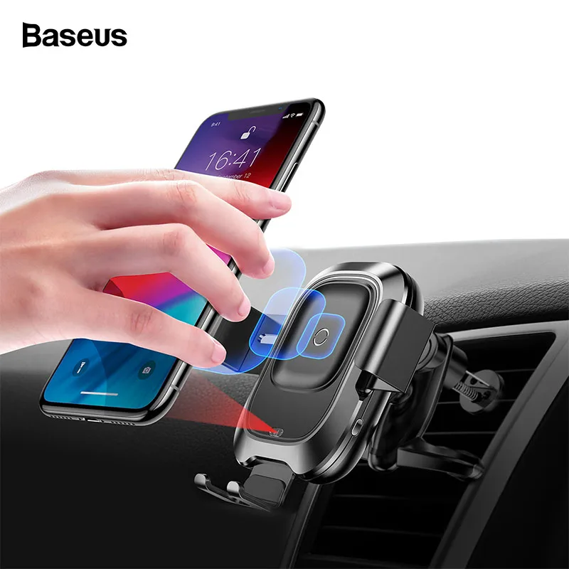 Baseus الأشعة تحت الحمراء سيارة لاسلكية شاحن آيفون XS XR سامسونج S9 سريع تشى اللاسلكية شاحن الهواء تنفيس جبل سيارة حامل هاتف حامل
