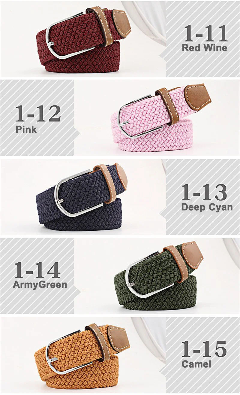 Hoge Kwaliteit Modieuze Elastische Canvas Riemen voor Vrouwen Gebreide Gesp Verstelbare Riem Mannelijke Canvas Riemen voor Jeans 26 Kleuren NIEUWE
