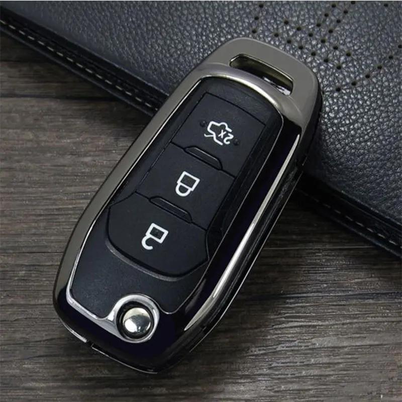 1 комплект чехол для ключей для стайлинга автомобиля для Ford Fusion Ranger Escort Mondeo Everest Ford аксессуары авто автомобиля Цепочки Кольца Для Ключей ящик мешок - Название цвета: Black