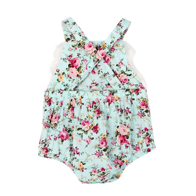 

Baby Girls Bodysuit Clothes Floral Sleeveless Romper +Heaband Overalls Outfit Costume Sets