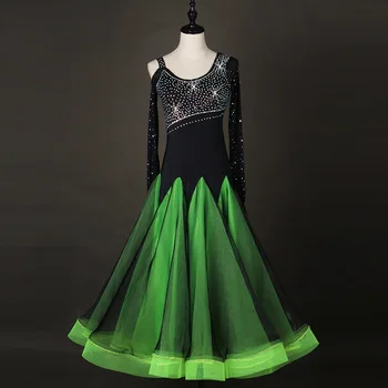 professional dresses dance ballroom 2017 black green womens long sleeve standard girl competition kids for women viennese waltz