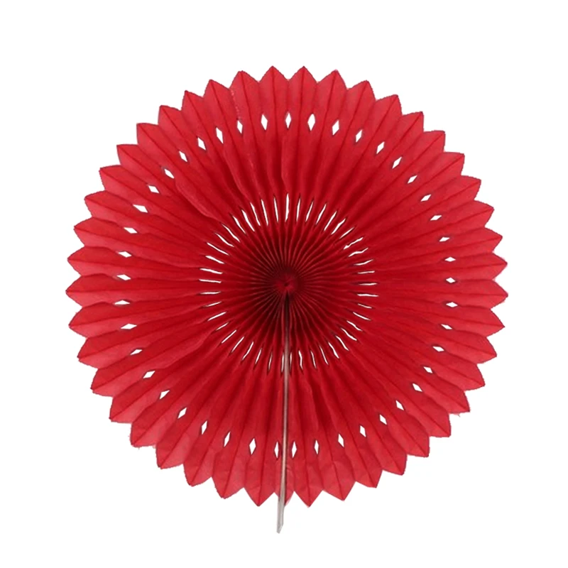 6pcs 8"(20cm) Red Paper Fan Flower Folding DIY Paper Crafts For Wedding