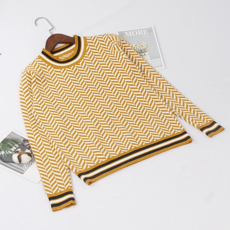 ONLYSVTER Осень Зима Теплый Женский пуловер свитер толстый теплый вязаный джемпер топ модный геометрический женский свитер