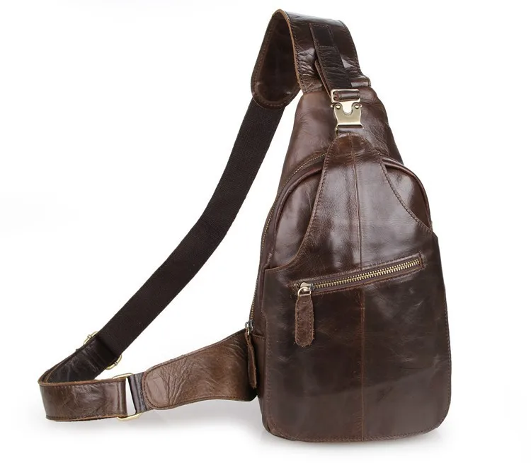 

high quality vintage men bags genuine leather men chest pack fashion cowhide chest bags coffee men messenger bag M2467