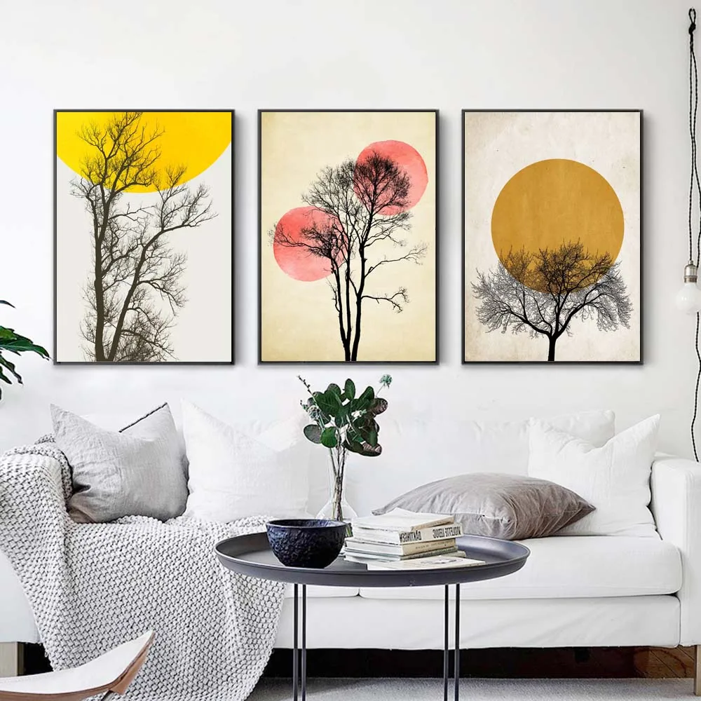 Abstract Poster Minimalist Canvas Painting Yellow Circle Prints Nordic and Posters Wall Art Pictures for Living Room Home Decor