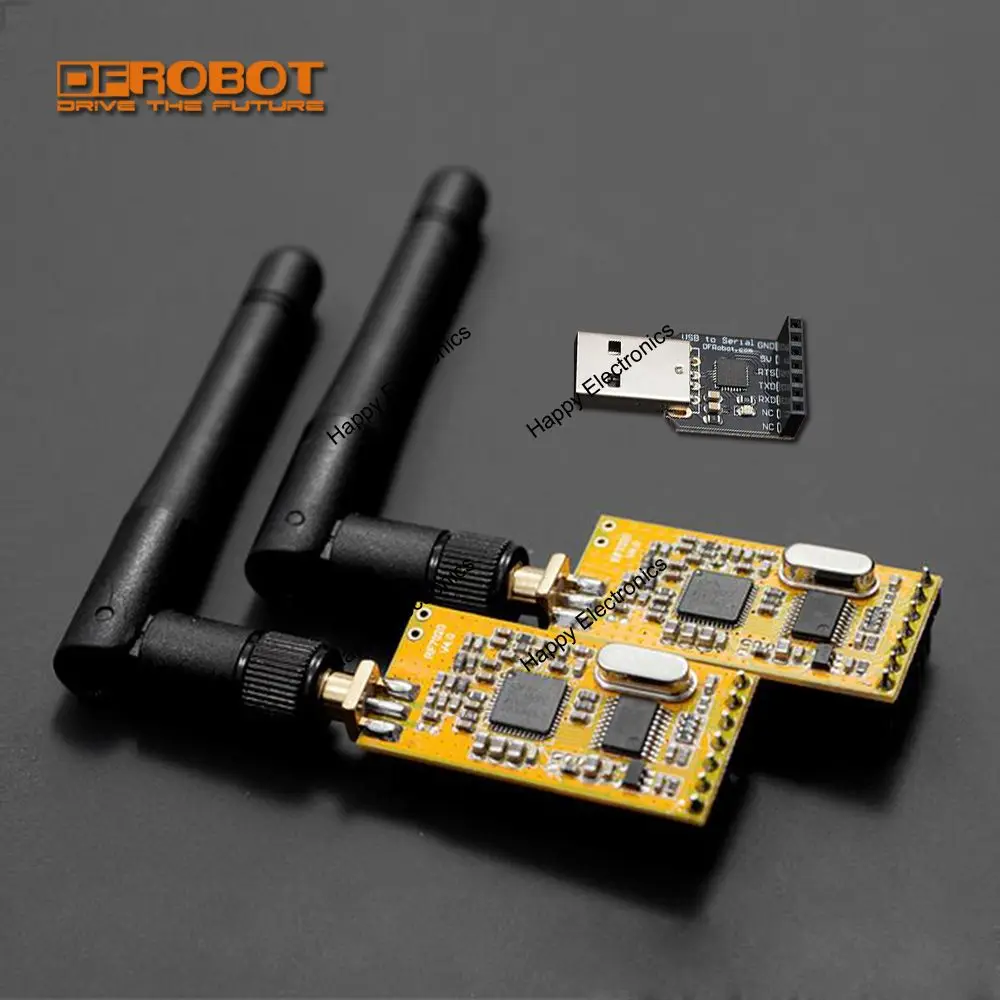 

DFRobot APC220 Radio Wireless Communication Module 3.3~5V 1000m UART TTL Embedded watch dog with Antenna + USB to TTL Converter