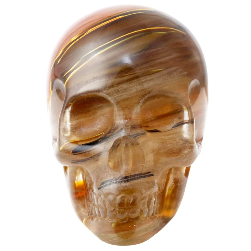 

TUMBEELLUWA 3" Volcano Cherry Quartz Reiki Skull Head Skeleton Hand Carved Healing Crystal Statue Collectible Home Decor