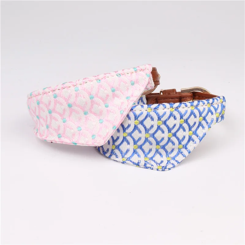 New Leather Wave Pattern Bowknot Pet Dog Collar Cat Neck Strap Dog Bandana Bib Neckerchief Scarf Leads Rope