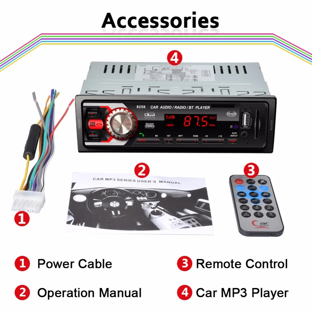 AZGIANT 12 В 1DIN автомобильный Радио плеер Bluetooth медиаприемник MP3 плеер fm-радио USB SD MMC порт AUX в Музыка воспроизводит