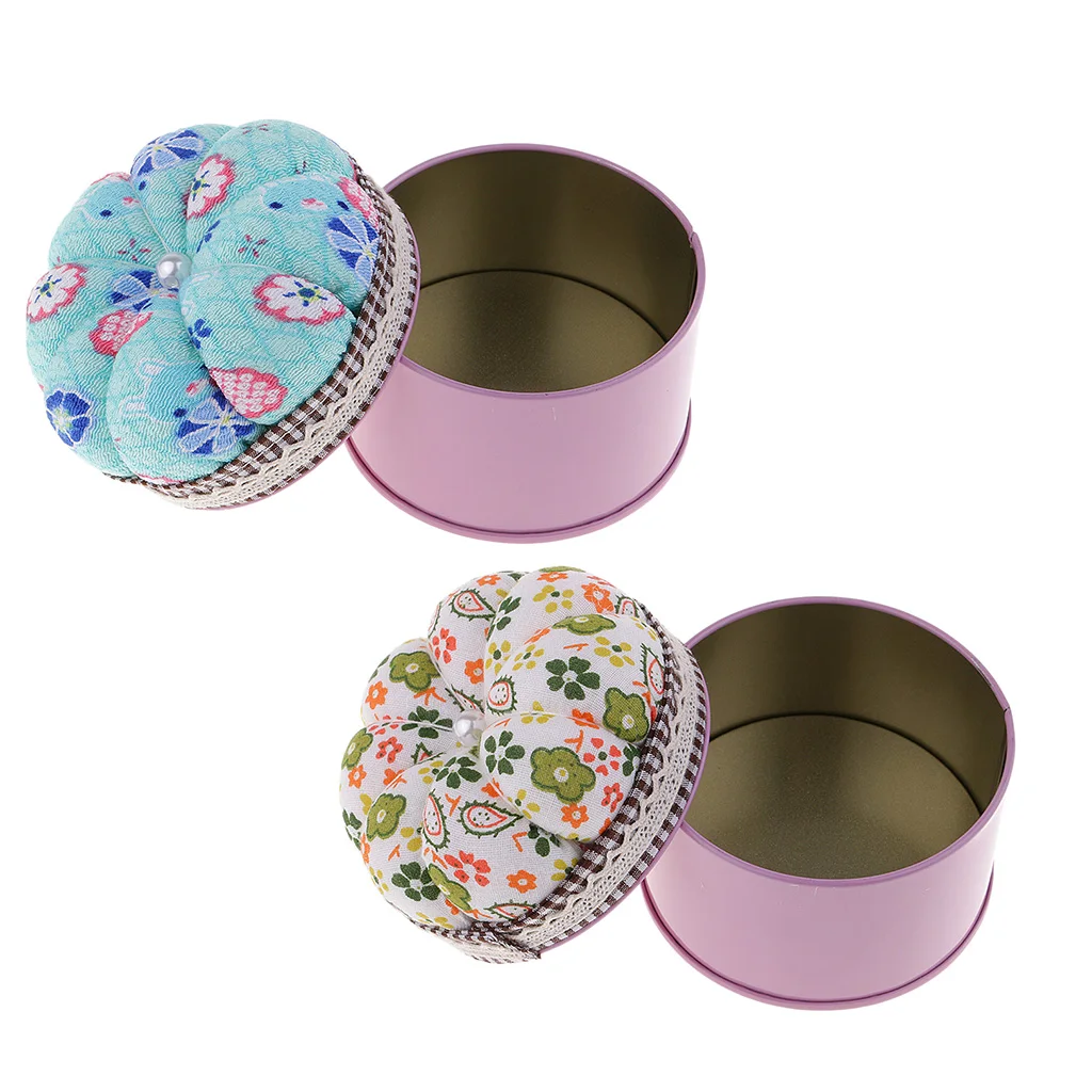 Pumpkin Shape Pin Cushion Needle Pincushions with Storage Case for DIY Needlework Crafts