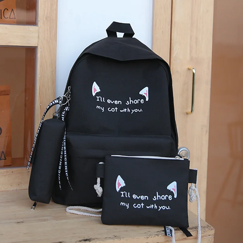 

3pcs/set Canvas Backpack Shoulder Bags Totes Preppy School Pen Bags Mochila Travel Rucksacks Backpacks For Teenage Girls Bagpack