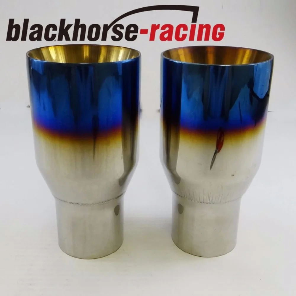 2PCS Blue Burnt Exhaust Duo Layer Tip Polished Stainless Steel 2.5" In