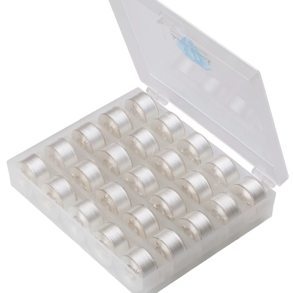 

Simthread Type A 75D/2 25 White Color Embroidery Pre-wound Bobbins Thread