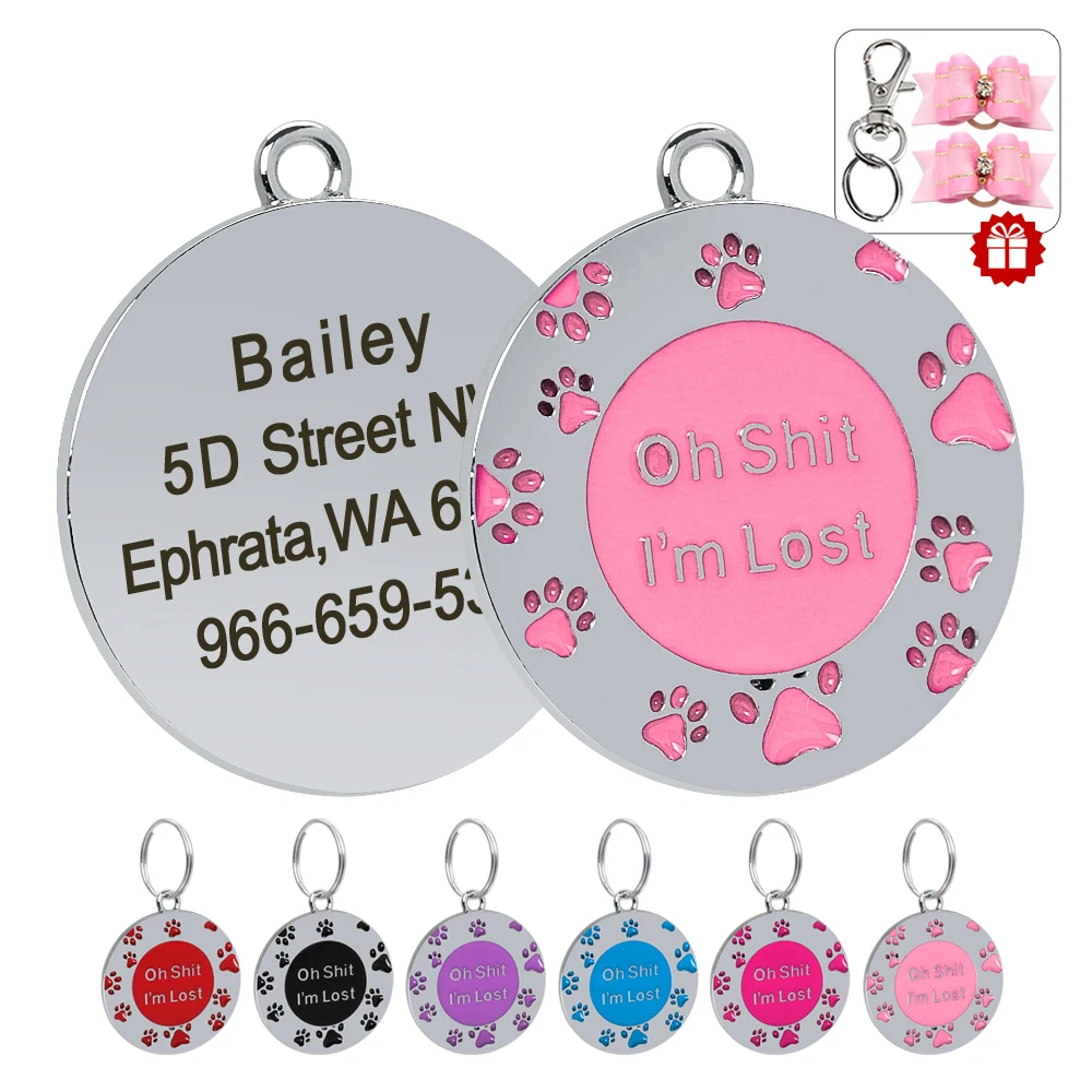 Pet Puppy Tag Cat ID Персонализированные Бирки с гравировкой из нержавеющей стали анти