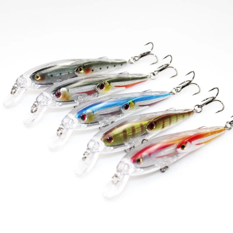 5 Colors Group Fishing Lures Minnow Plastic Hard Bait 9cm 12g Live