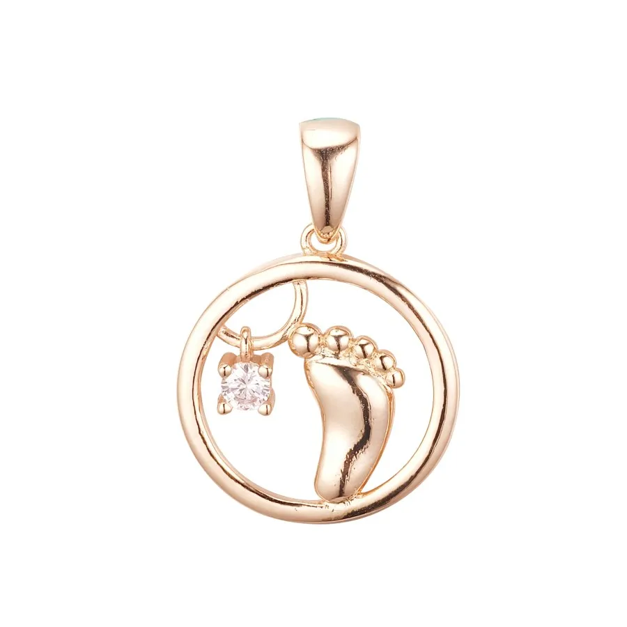 

Girl Pendant Necklace 585 Gold Color Pendant Heart Fashion Jewelry White Cubic Zircon Foot Feet Pendant Designs for Women