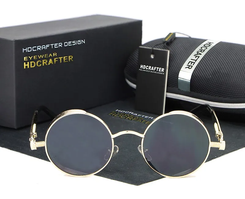 HDCRAFTER женские классические ретро дизайнерские стимпанк Солнцезащитные очки круглые солнцезащитные очки винтажные Oculos De Sol Feminino