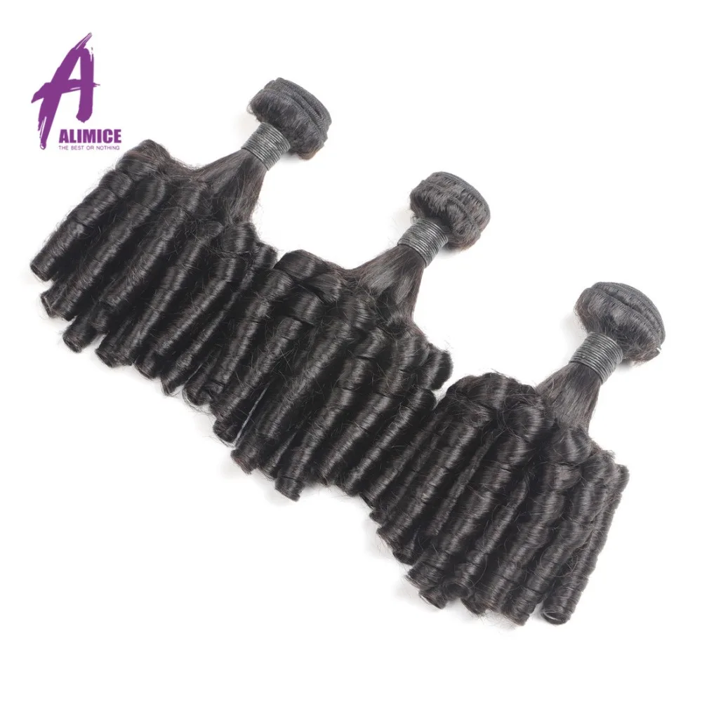 Alimice Brazilian Fummi Curly Hair 3 Bundles Deal Natural Color 12-30inch Hair Weave Bundles 100% Remy Human Hair Extensions (5)