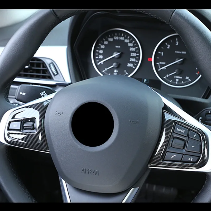 Углеродного волокна Стиль рулевое колесо кнопки рамка украшения крышки отделкой 2 шт. для BMW X1 F48-18 2 серии активный Tourer F45