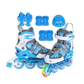 

Super Quality Children Inline Skate Roller Skating Shoes Helmet Knee Protector Adjustable PU Wheels Teenagers Multipurpo Patines
