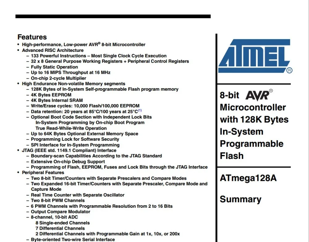 ATMEGA128A-AU ATMEGA128A ATMEGA128 8-битный микроконтроллер с 128 К байт в Системы программируемый флэш-памяти