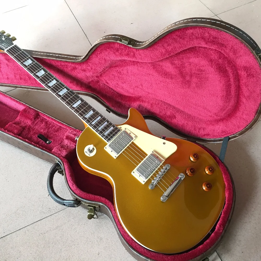 New arrive Chinese factory OEM Best OEM Electric guitar guitarra, gold top ,  Real photo shows gold guitar 