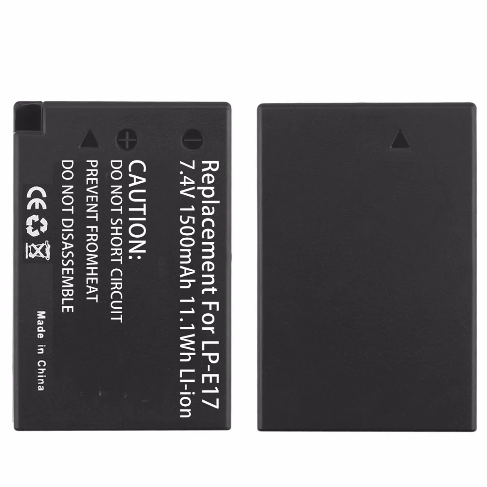 2pcs 1500mAh 7.4V LP E17 LPE17 Rechargeable Camera Li ion Battery for Canon EOS M3 M5 750D 760D