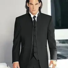 Черный пользовательские свадьбы Нотч Жених Смокинги Жених Best Man Костюм