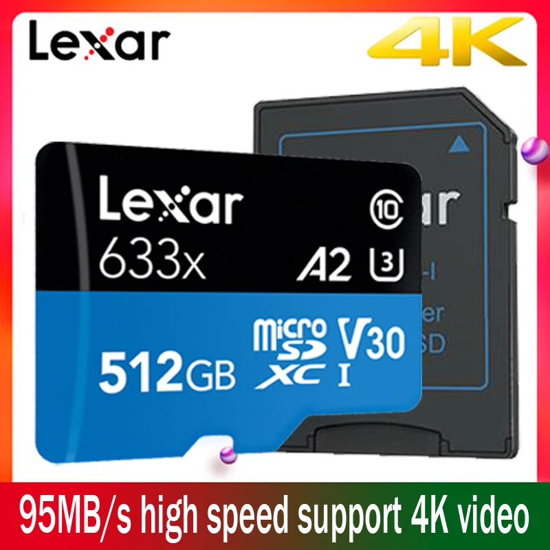Дешевый Lexar micro sd карта памяти 512 Гб micro sd карты 128 gb 256 gb высокая скорость до Max 95 м с Class10 633x micro sd флэш карта TF карты