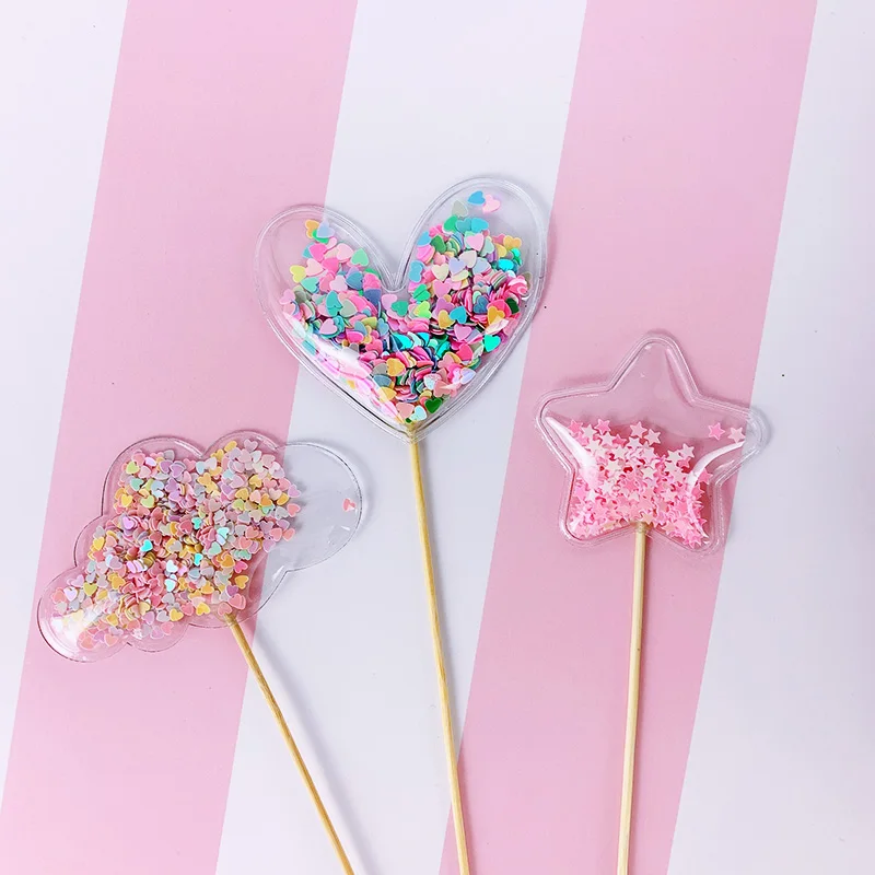 Bling Fairy ПВХ Топпер для торта Единорог Любовь Корона облако Блестящий Фламинго кекс Топпер для свадьбы День рождения украшения торта