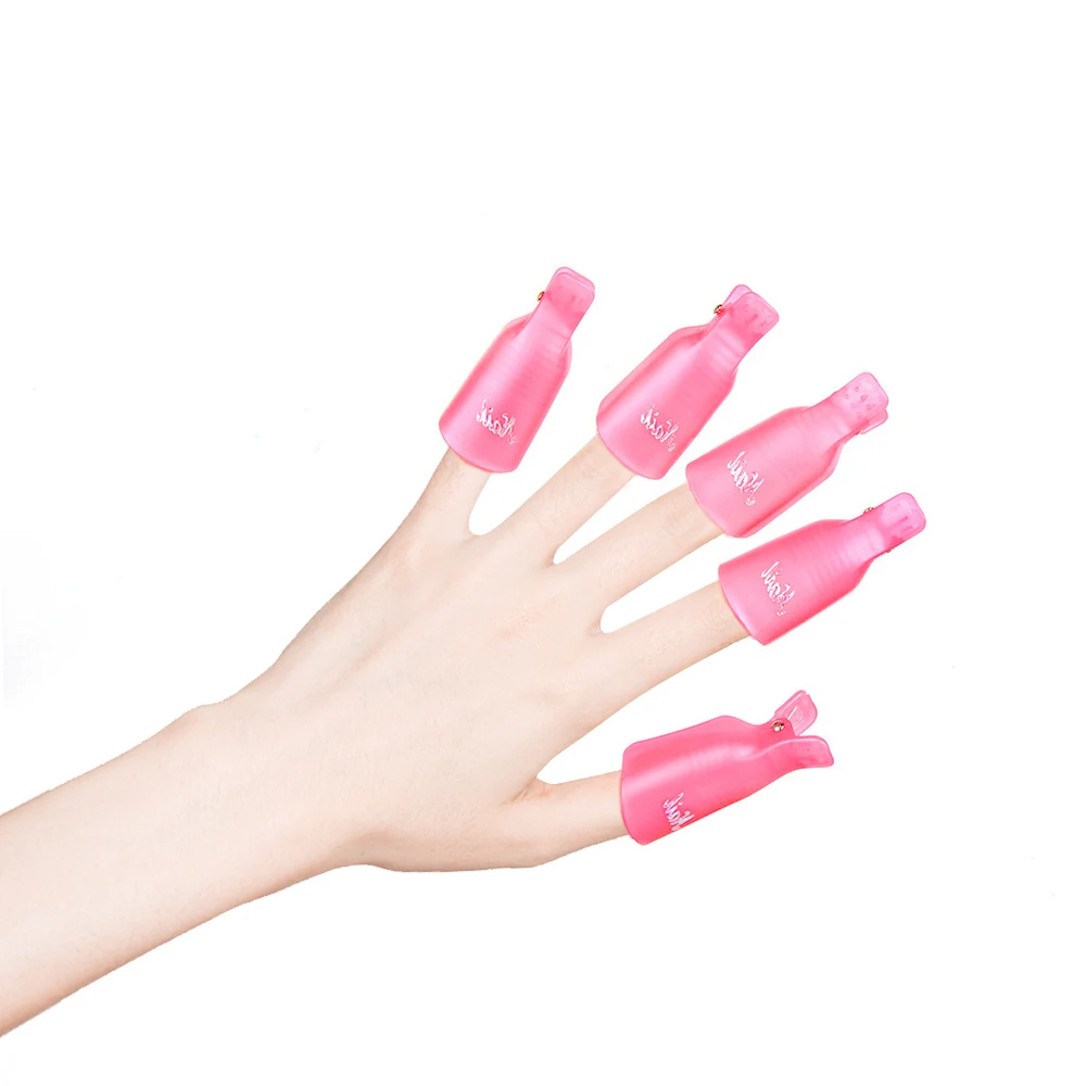 10PCS Plastic Nail Art Soak Off Cap Clip UV Gel Polish Remover Wrap