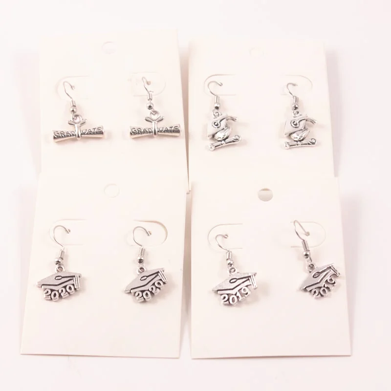

New Drop Earrings Silver 2019 2020 Certificate Bachelor Cap Charms Earrings Dangle Earrings For Studend Graduation Gift