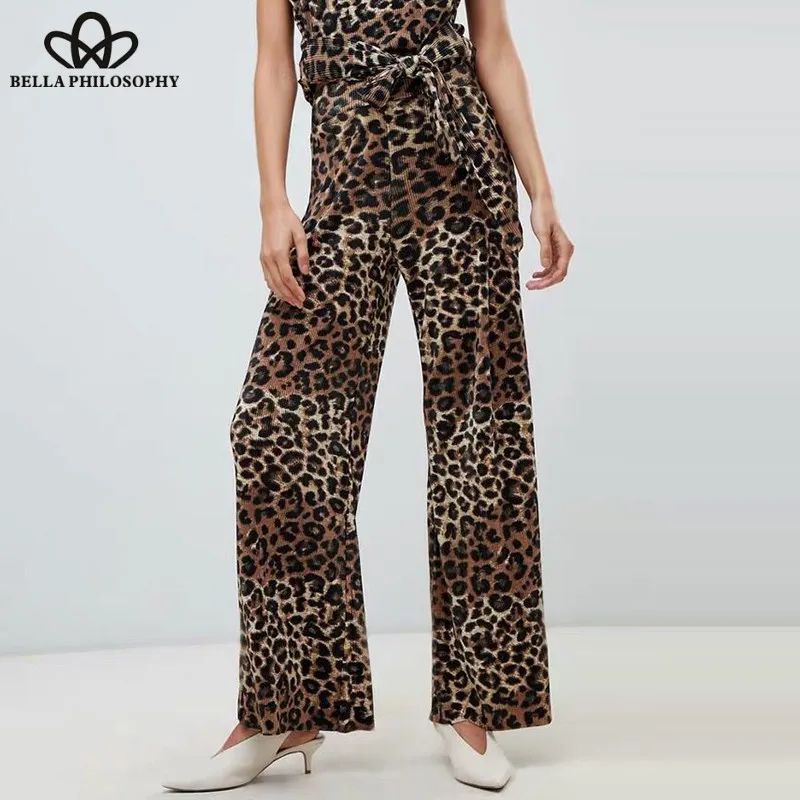 Bella Philosophy Spring Elastic Leopard Long Pants High Waist Vintage ...